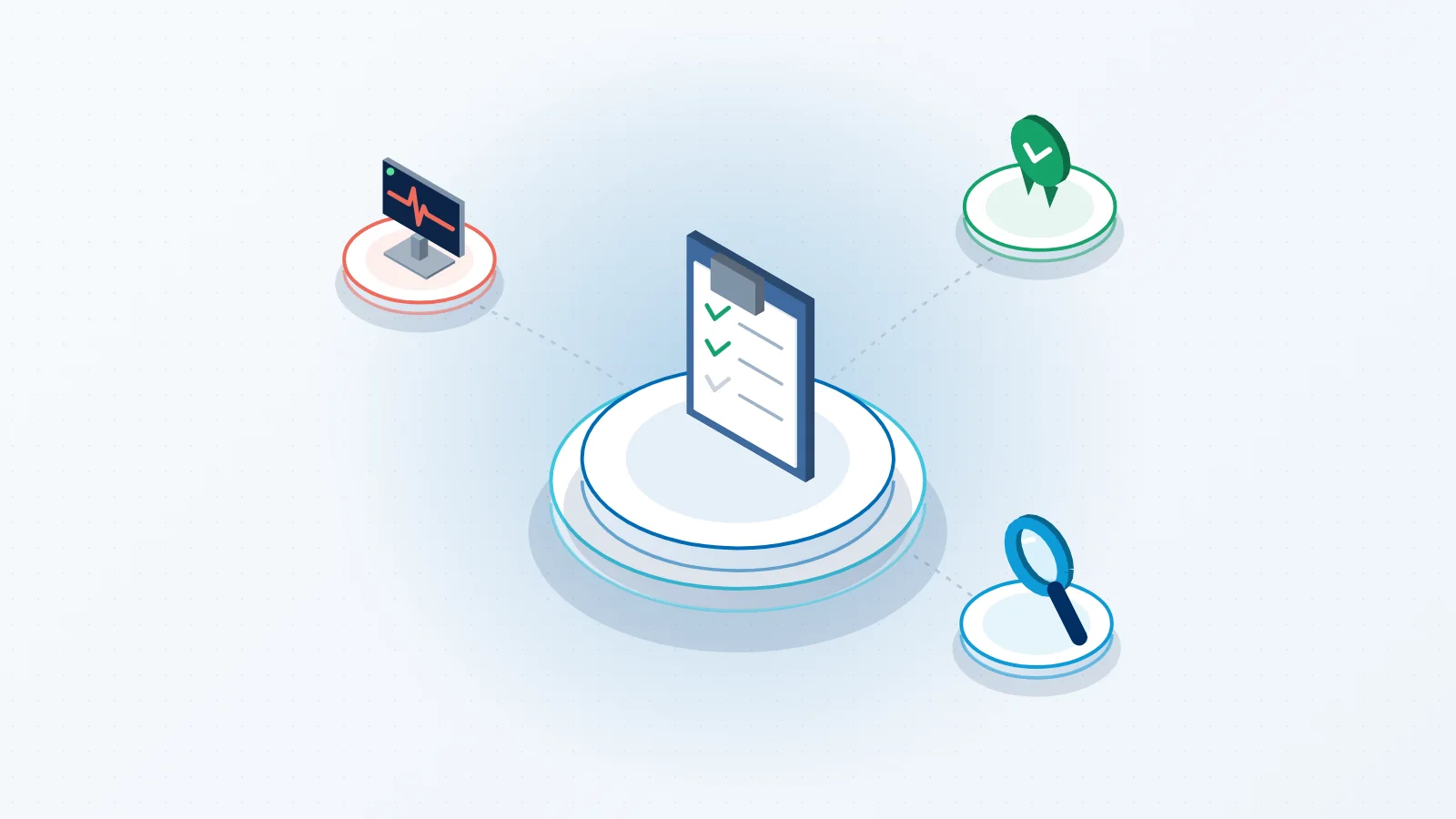 Illustration : liste de contrôle d'accessibilité, écran et médaille de conformité